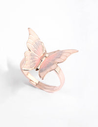 Rose Gold Light Pink Enamel Butterfly Ring - link has visual effect only