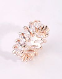 Rose Gold Navette Cubic Zirconia Diagonal Band Ring - link has visual effect only