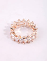 Rose Gold Navette Cubic Zirconia Diagonal Band Ring - link has visual effect only
