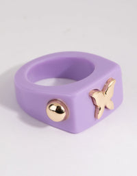 Lilac Butterfly Plastic  Ring - link has visual effect only