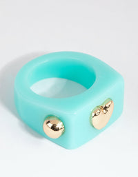 Mint Heart Plastic Ring - link has visual effect only