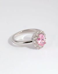 Rhodium Pink Cubic Zirconia Oval Ring - link has visual effect only