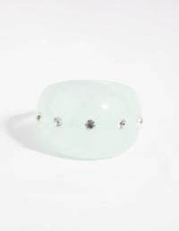 Marble Green Plastic Diamante Ring - link has visual effect only