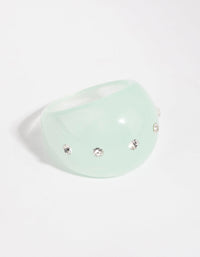 Marble Green Plastic Diamante Ring - link has visual effect only