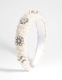 Cream Pearl and Diamante Padded Alice Band - link has visual effect only