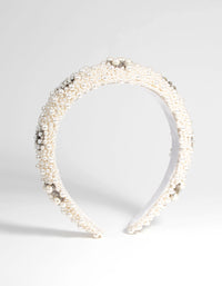 Cream Pearl and Diamante Padded Alice Band - link has visual effect only