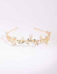 Gold Diamante and Pearl Alice Band - link has visual effect only