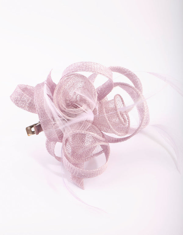 Lilac Swirl and Feather Clip