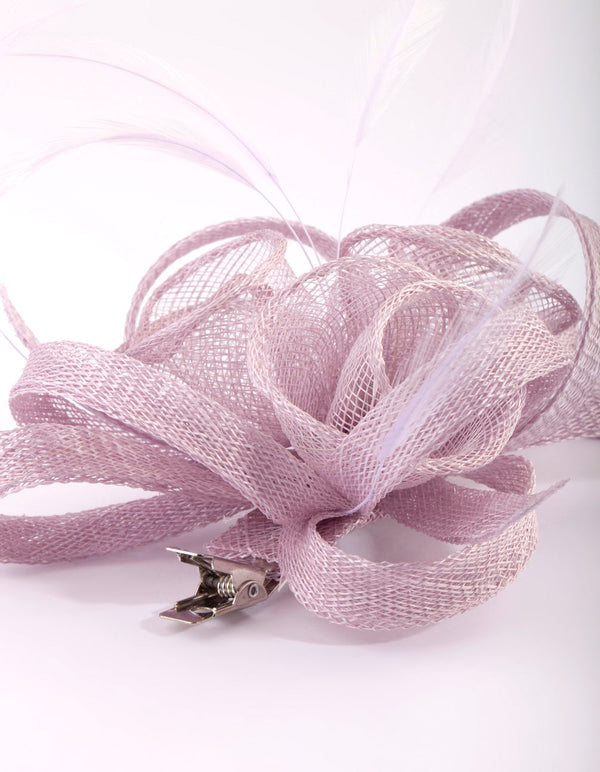 Lilac Swirl and Feather Clip