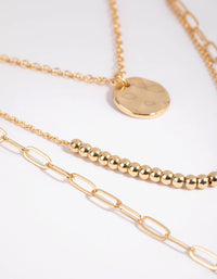 Gold Plated Disc and Ball Necklace Pack - link has visual effect only