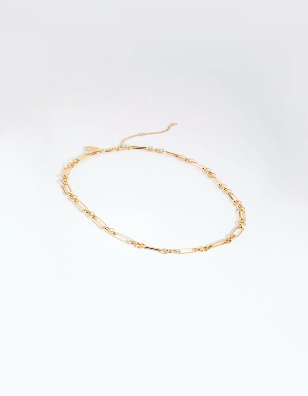 Gold Plated Mixed Link Chain Necklace