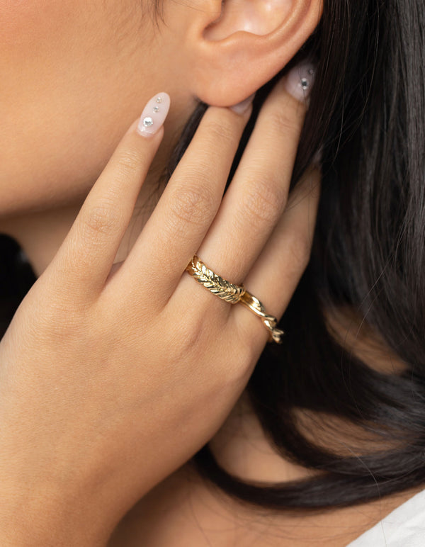 Gold Plated Adjustable Twisted Ring Pack