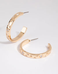 Gold Diamante Embellished Hoop Earrings - link has visual effect only