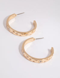 Gold Diamante Embellished Hoop Earrings - link has visual effect only