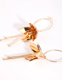 Gold Mini Petal Drop Hoop Earrings - link has visual effect only