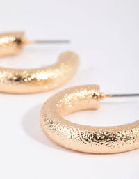 Gold Sandblasted Hoop Earrings - link has visual effect only