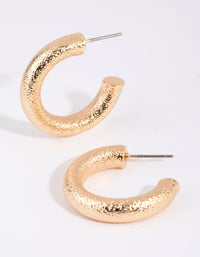 Gold Sandblasted Hoop Earrings - link has visual effect only