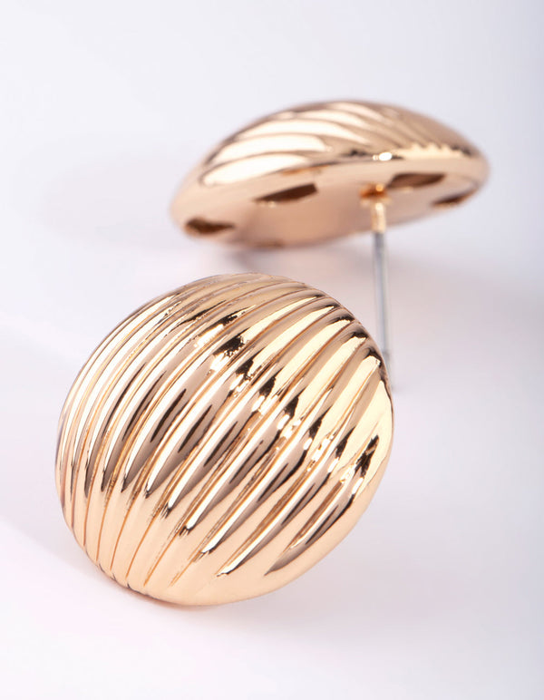 Round Gold Stud Earrings