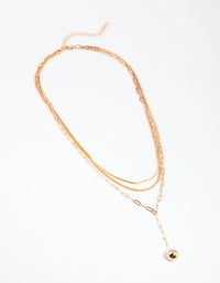 Gold Ball Layered Chain Necklace - link has visual effect only