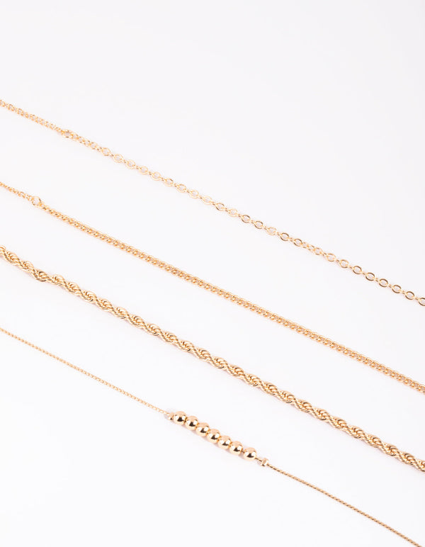 Gold Beaded Bracelet and Anklet Pack