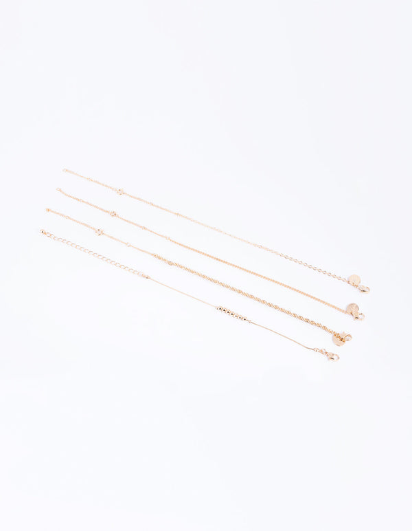 Gold Beaded Bracelet and Anklet Pack