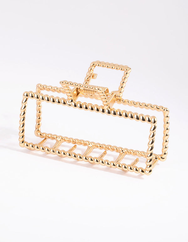Gold Rectangular Textured Claw