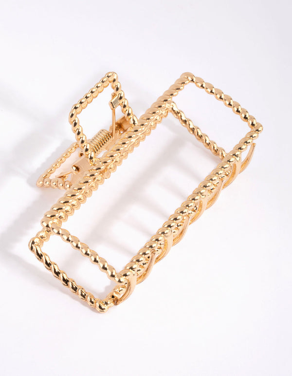 Gold Rectangular Textured Claw