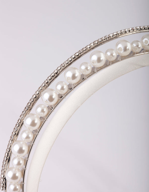 Silver Diamon and Pearl Alice Band