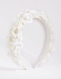 White Flower and Pearl Alice Band - link has visual effect only