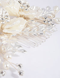 Silver Pearlised Flower Comb - link has visual effect only