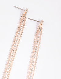 Rose Gold Triple Strand Drop Earrings - link has visual effect only