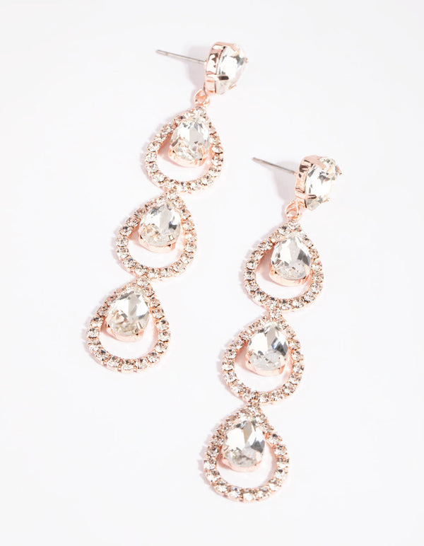 Rose Gold Halo Teardrop Earrings