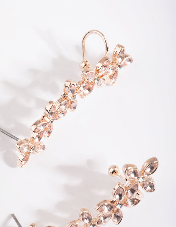 Rose Gold Floral Ear Cuff Earrings