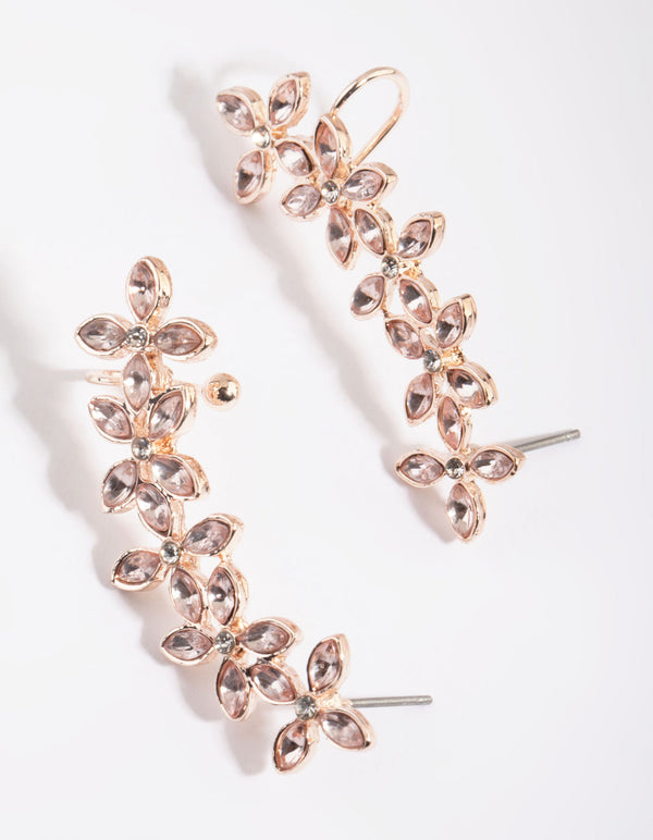 Rose Gold Floral Ear Cuff Earrings