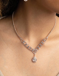 Rose Gold Diamante Necklace and Earrings Set - link has visual effect only