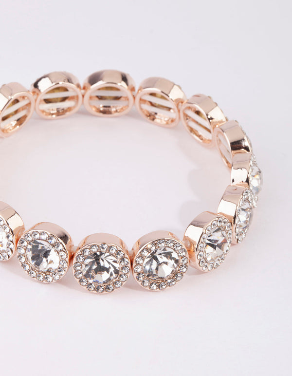 Rose Gold Round Stone Stretch Bracelet