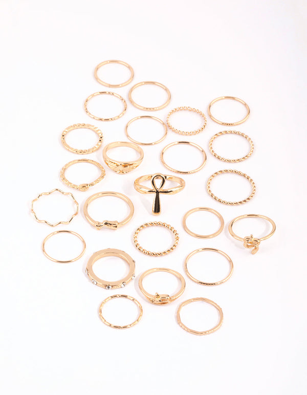 Gold Diamante Ring Pack