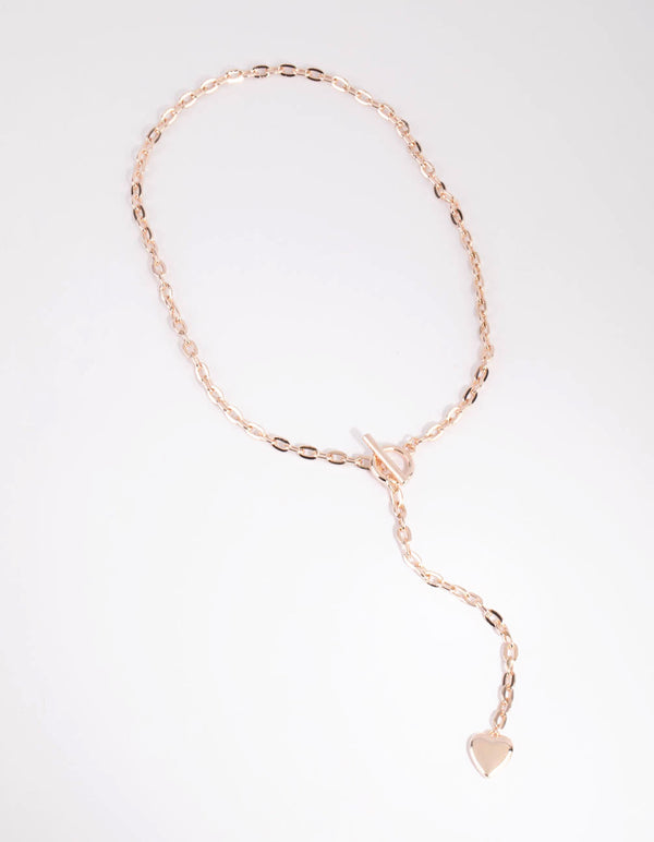 Rose Gold Fob Heart Necklace