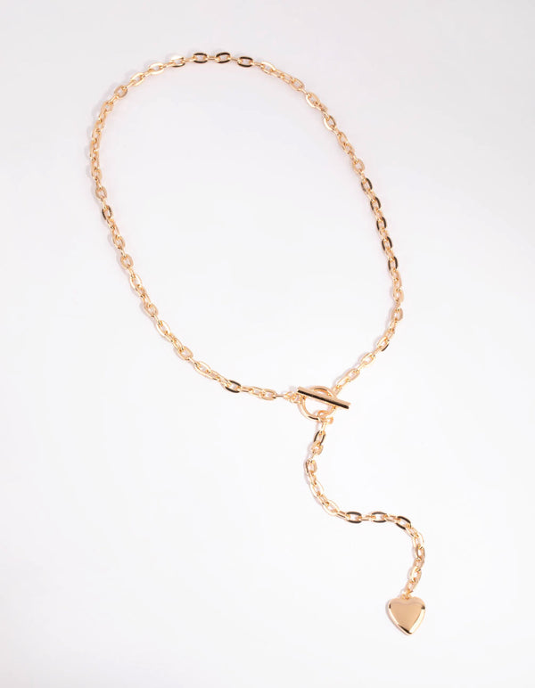 Gold Fob Heart Necklace