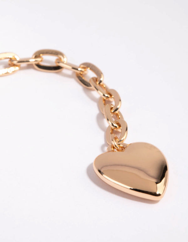 Gold Fob Heart Necklace