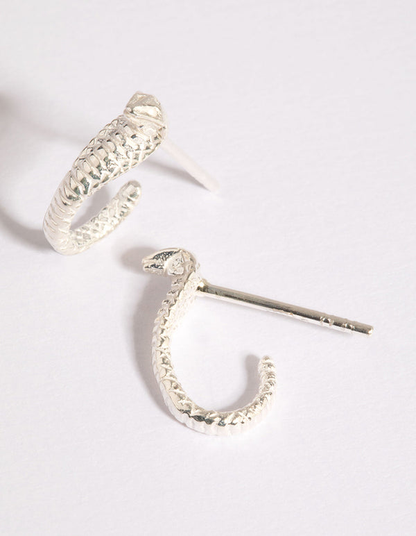 Sterling Silver King Cobra Hoop Earrings