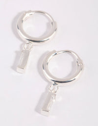 Sterling Silver Baguette Stone Hoop Earrings - link has visual effect only