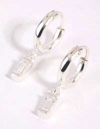 Sterling Silver Baguette Stone Hoop Earrings - link has visual effect only