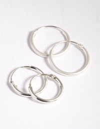 Sterling Silver Plain and Twist Hoop Earring Pack - link has visual effect only