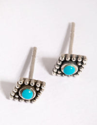 Sterling Silver Geometric Turquoise Stud Earrings - link has visual effect only