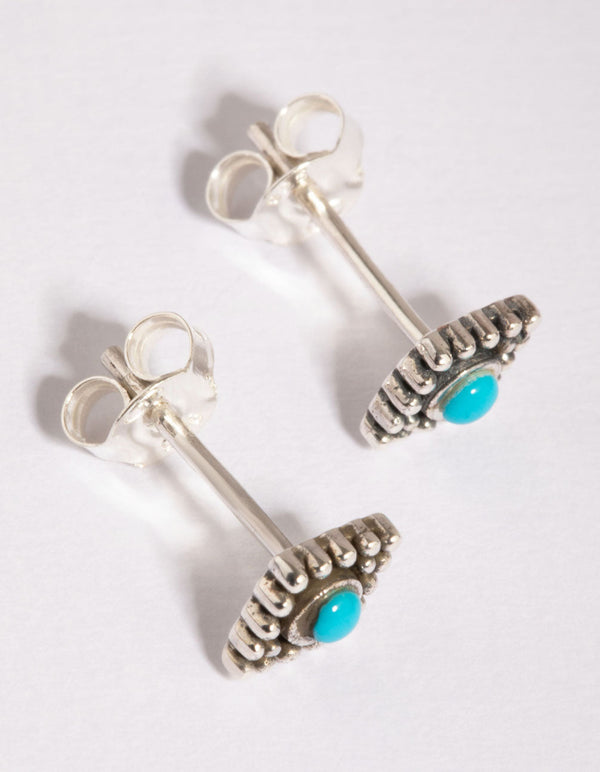 Sterling Silver Geometric Turquoise Stud Earrings