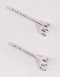 Sterling Silver Cubic Zirconia Triangular Stud Earrings - link has visual effect only