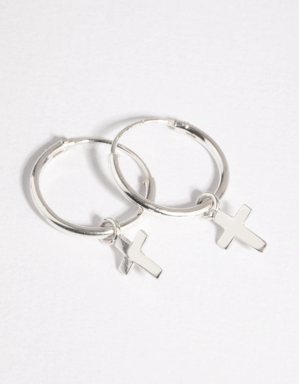 Sterling Silver Cross Stud and Hoop Earring Pack