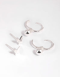 Sterling Silver Butterfly Stud and Hoop Earring Set - link has visual effect only