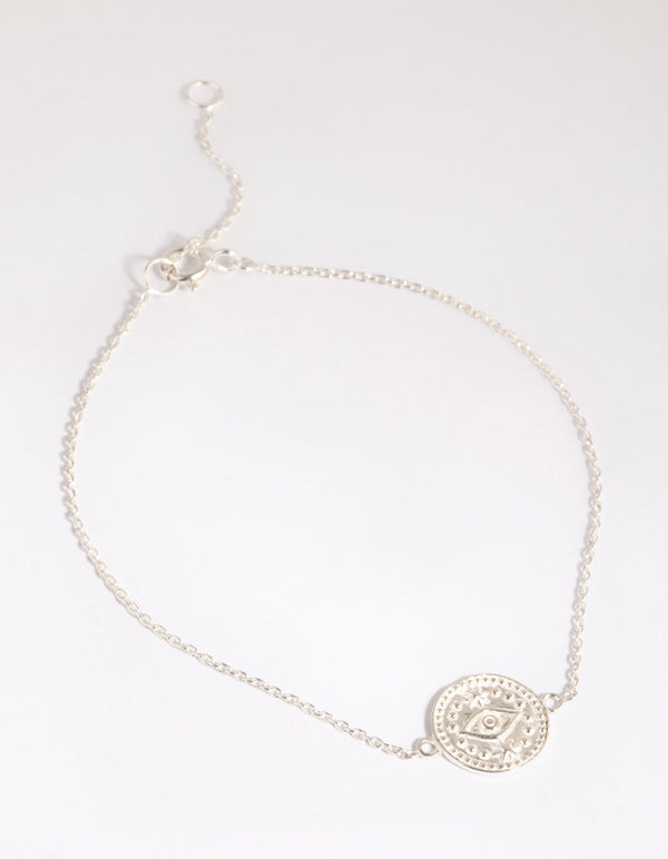 Sterling Silver Eye Stamp Coin Bracelet